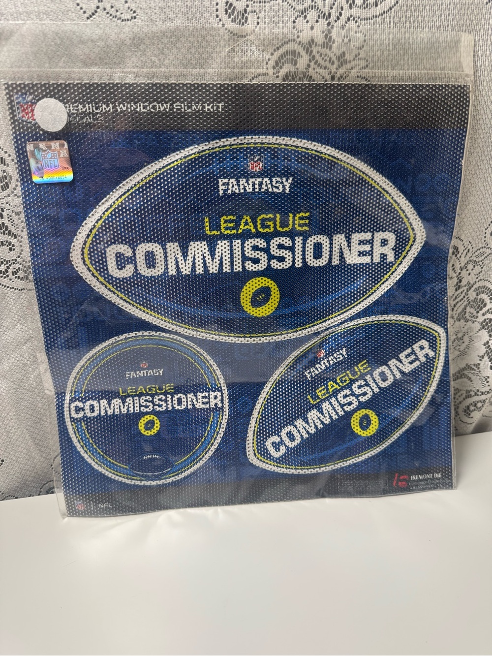 New NFL Fantasy Football League Commissioner Decal Set - Blue & Yellow